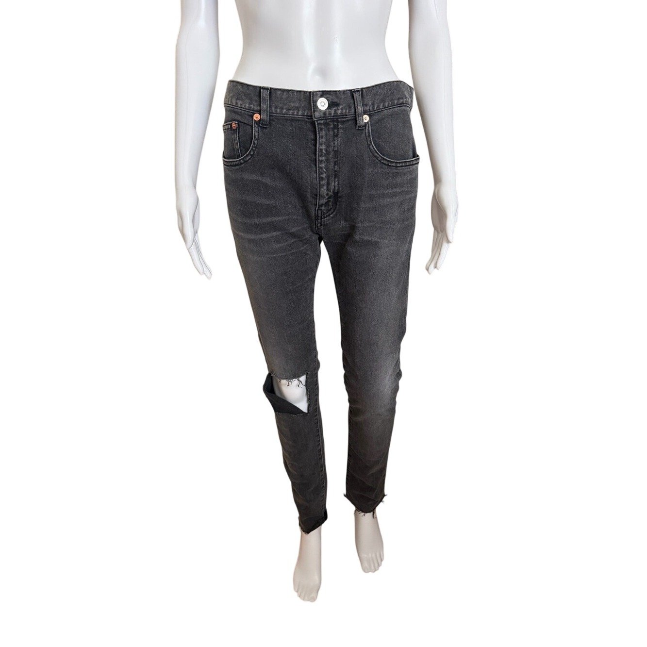 Balenciaga Grey Skinny Leg Distressed Jeans Size 32